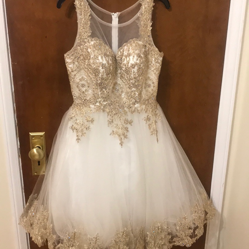 Gold and white dress